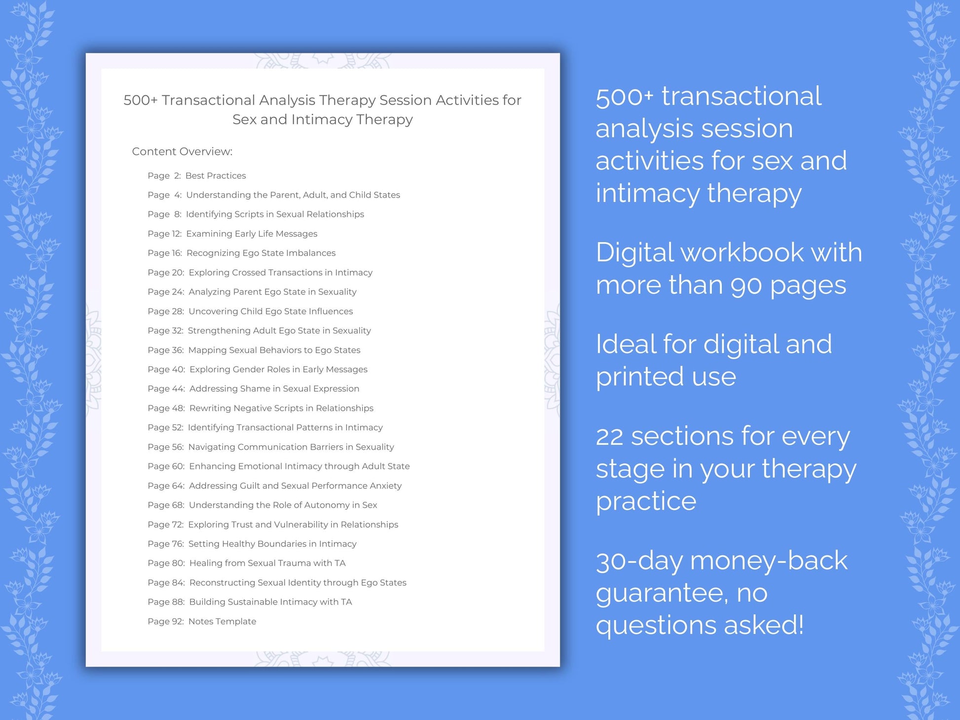 Sex and Intimacy Transactional Analysis Therapist Worksheets