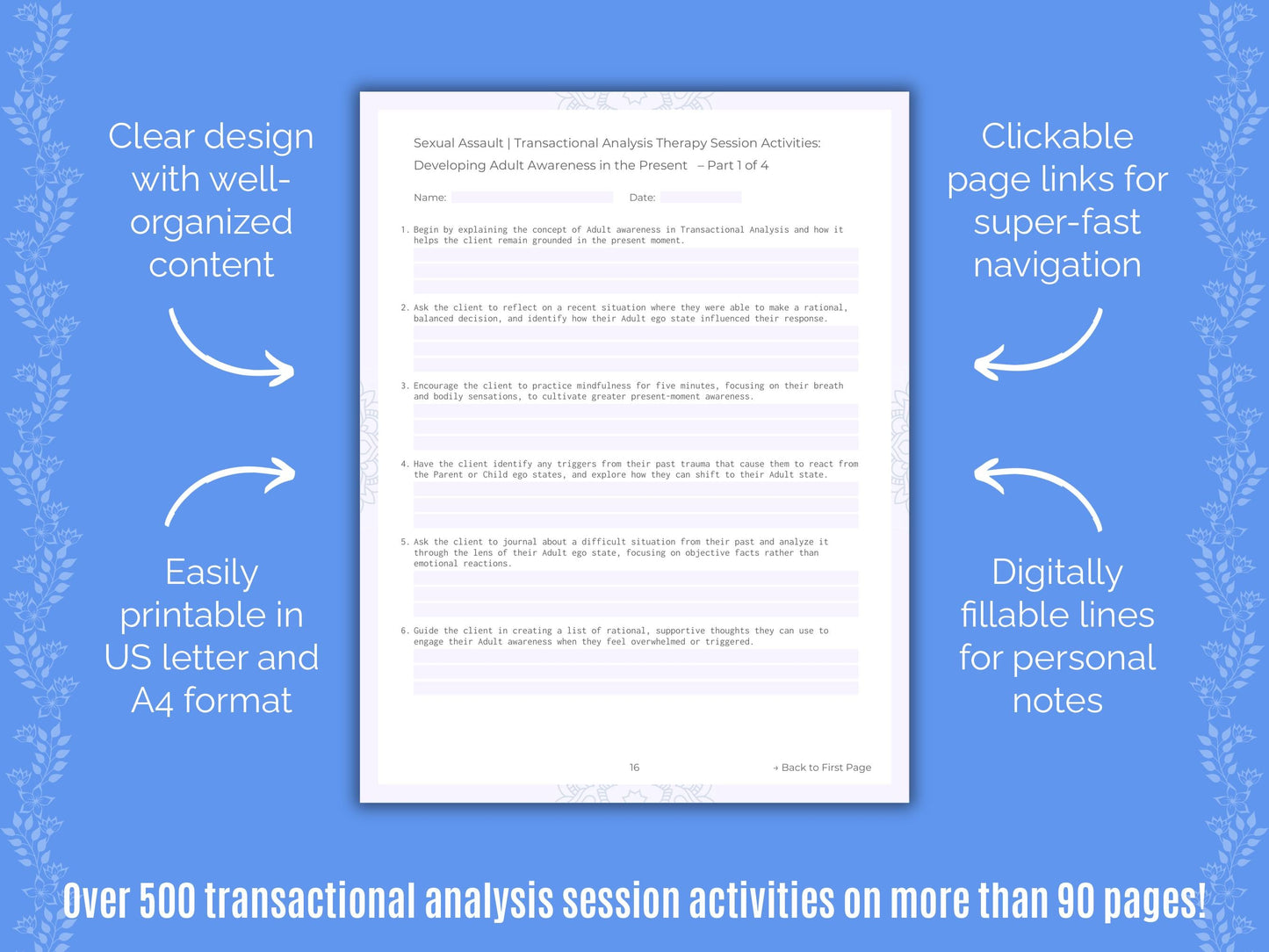 Sexual Assault Transactional Analysis Counseling Templates