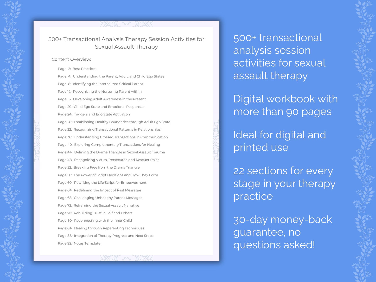 Sexual Assault Transactional Analysis Therapist Worksheets