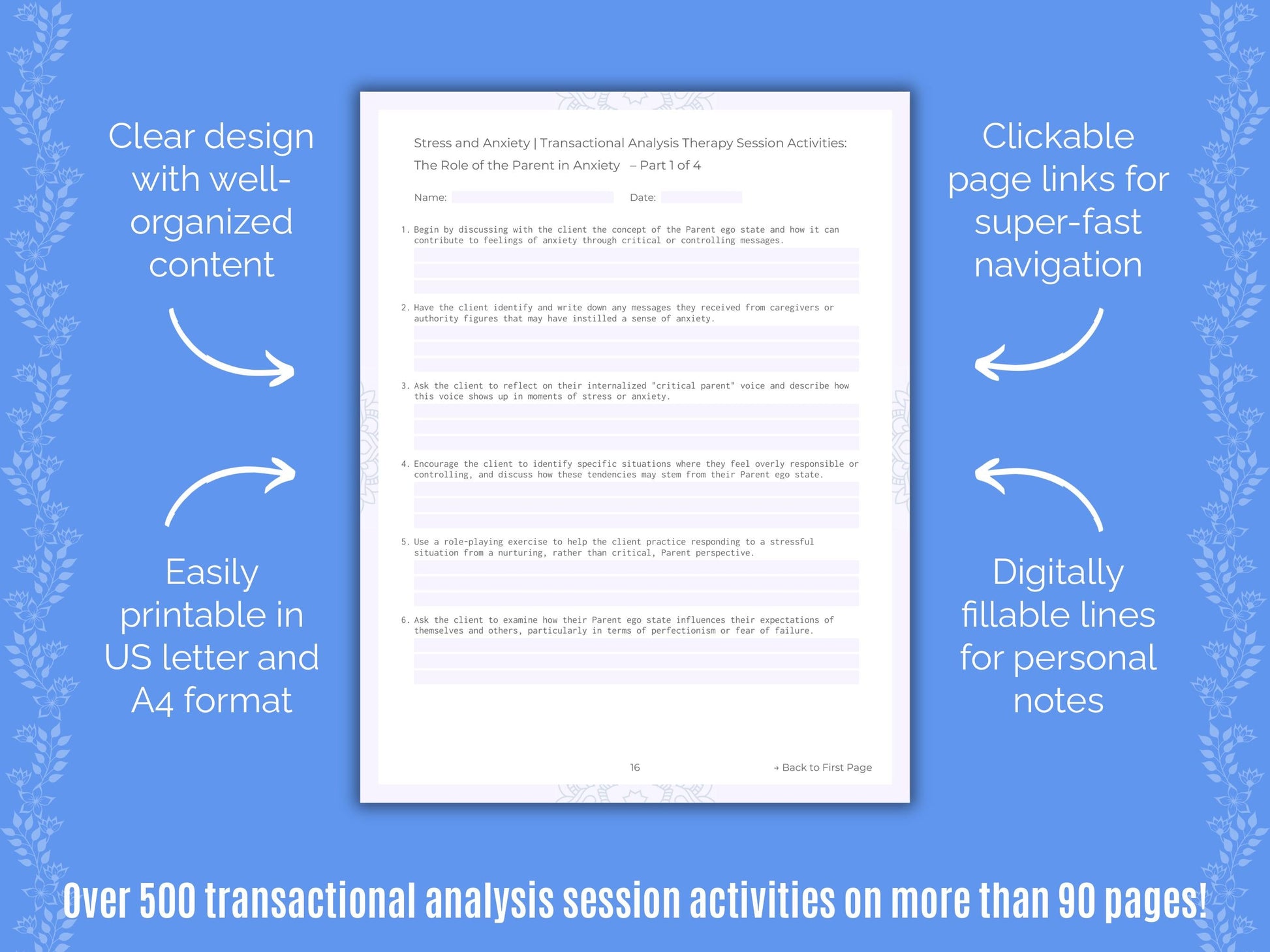 Stress and Anxiety Transactional Analysis Counseling Templates