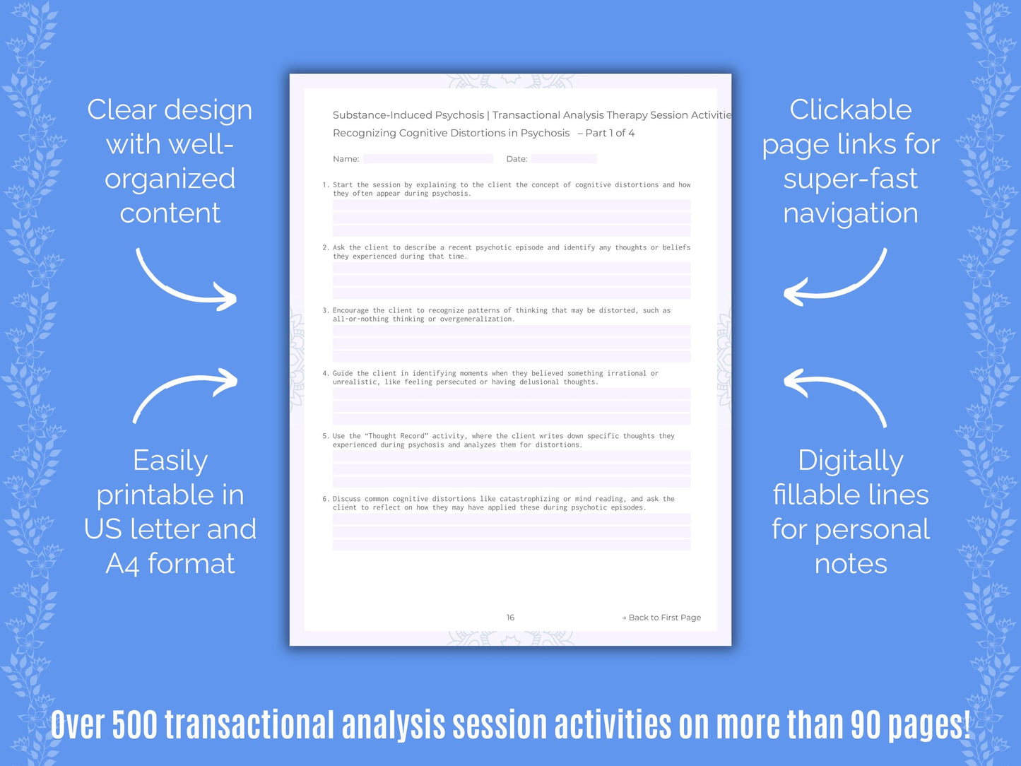 Substance-Induced Psychosis Transactional Analysis Counseling Templates