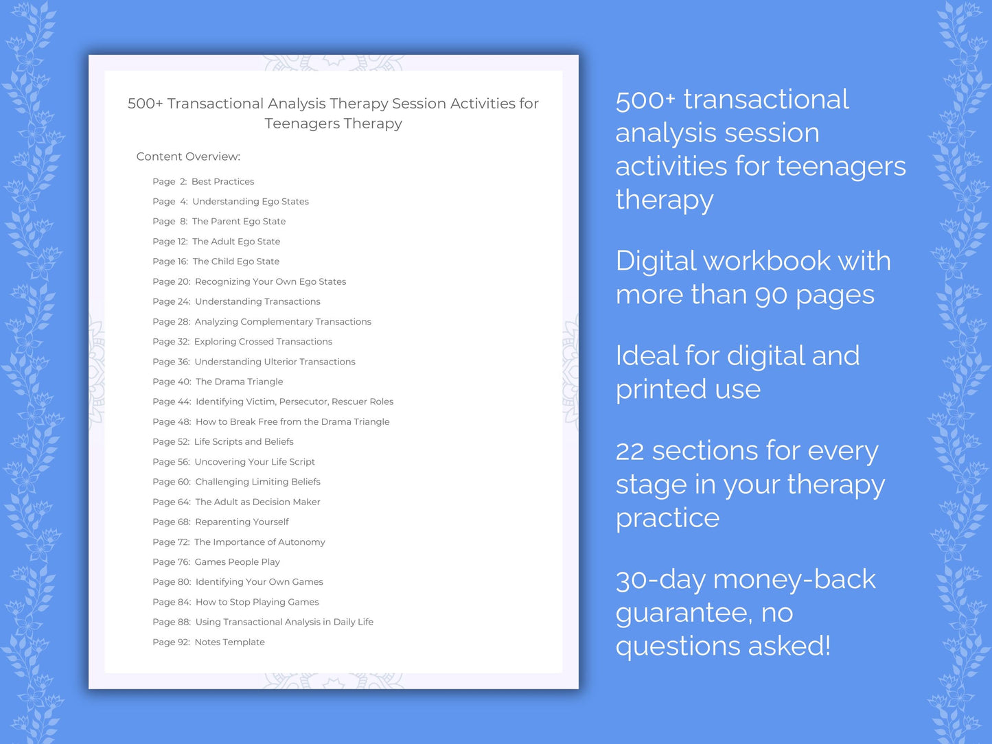 Teenagers Transactional Analysis Therapist Worksheets