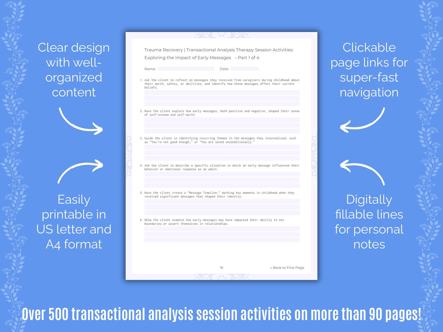 Trauma Recovery Transactional Analysis Counseling Templates