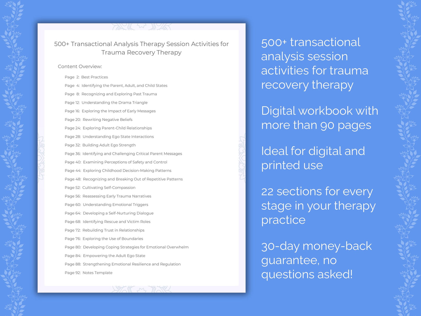 Trauma Recovery Transactional Analysis Therapist Worksheets