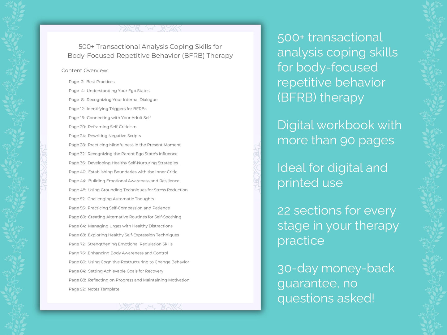 Body-Focused Repetitive Behavior (BFRB) Transactional Analysis Therapist Worksheets