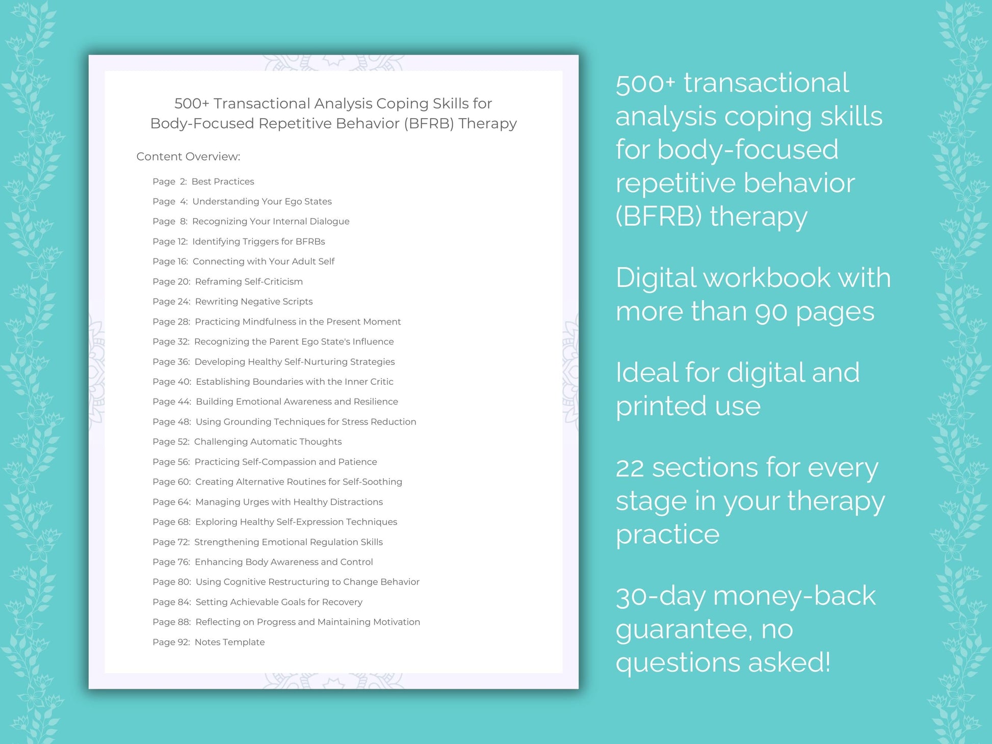 Body-Focused Repetitive Behavior (BFRB) Transactional Analysis Therapist Worksheets