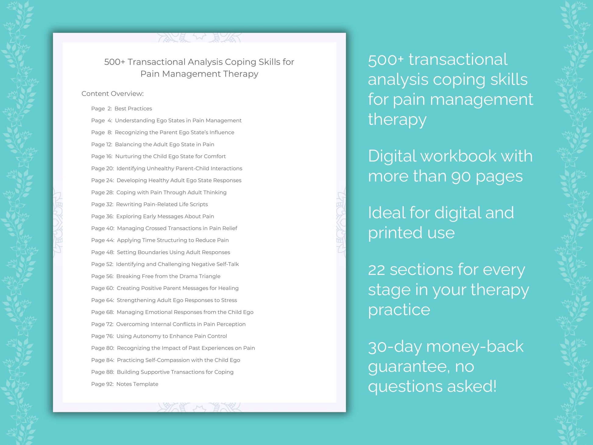 Pain Management Transactional Analysis Therapist Worksheets