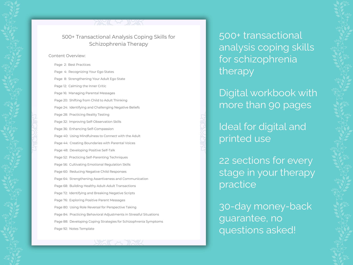 Schizophrenia Transactional Analysis Therapist Worksheets