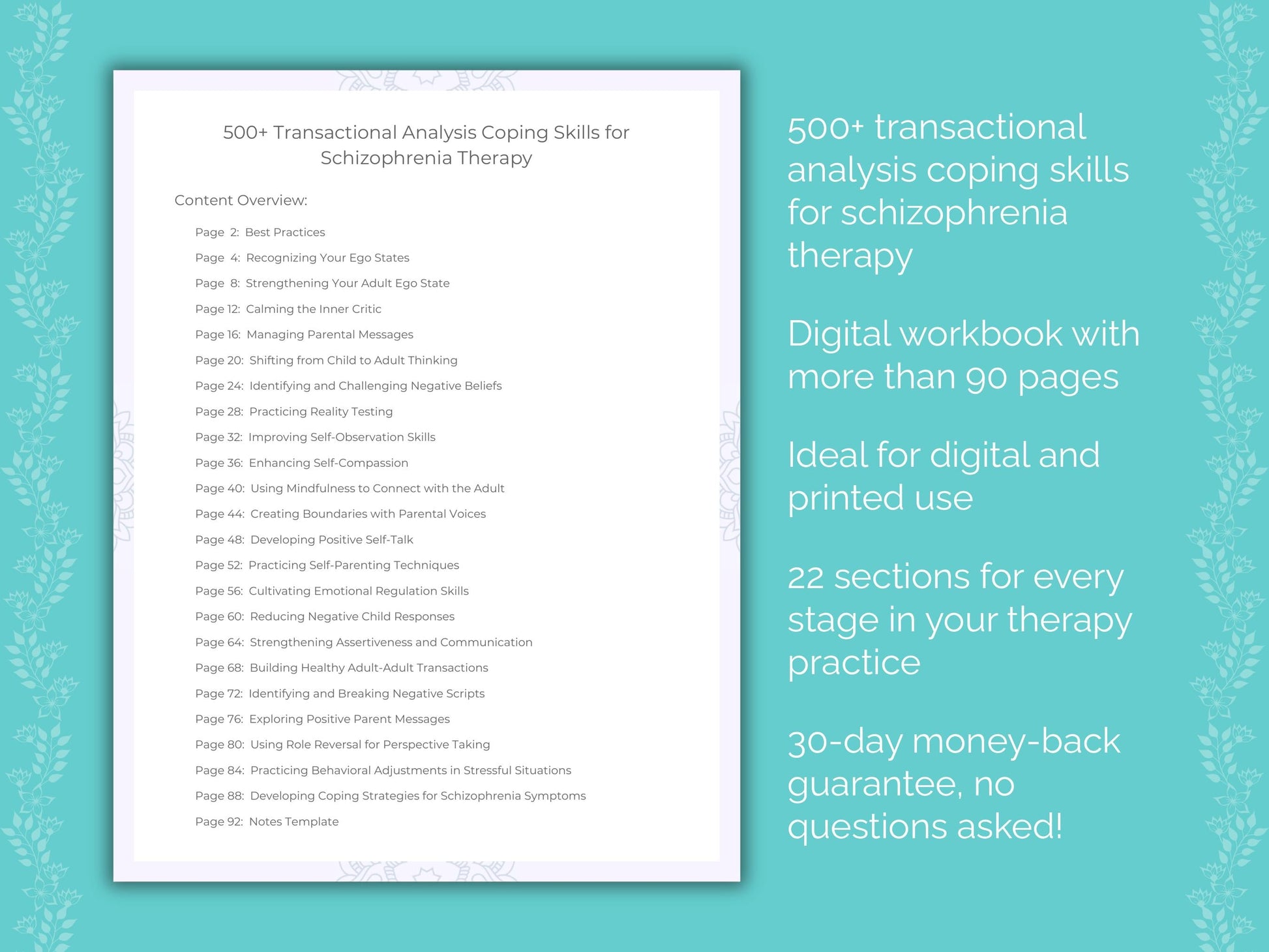 Schizophrenia Transactional Analysis Therapist Worksheets