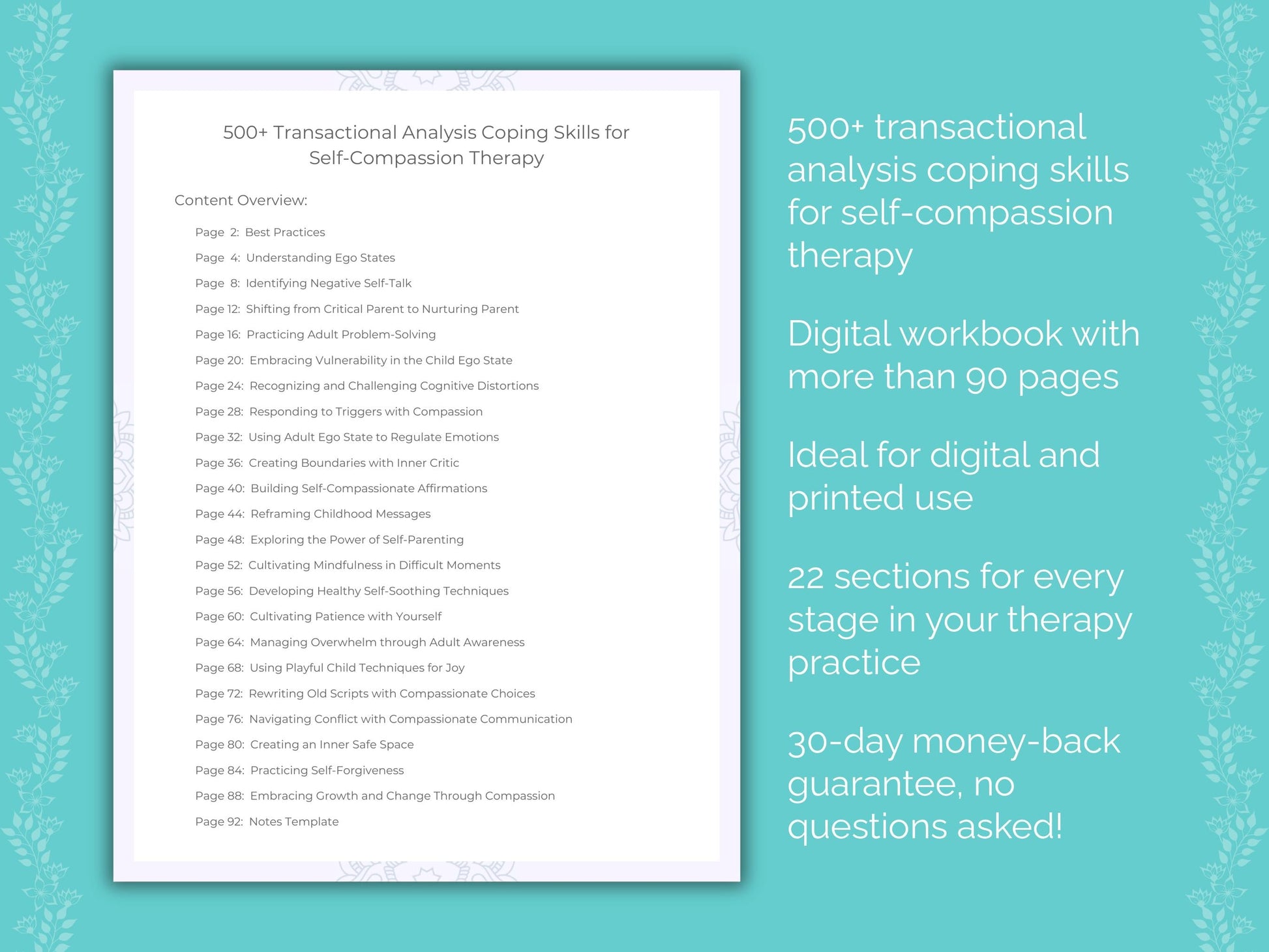 Self-Compassion Transactional Analysis Therapist Worksheets
