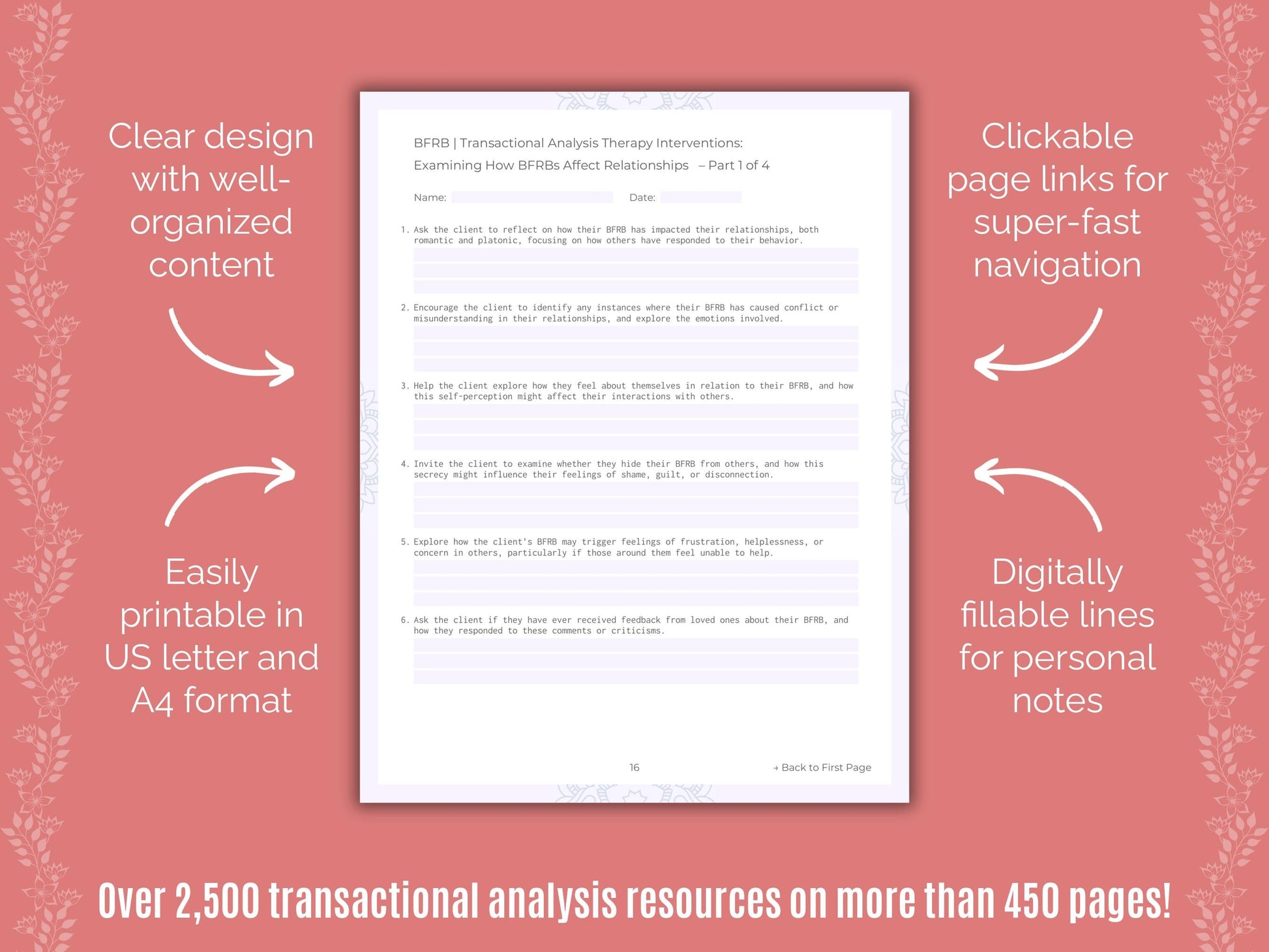 Body-Focused Repetitive Behavior (BFRB) Transactional Analysis Counseling Templates