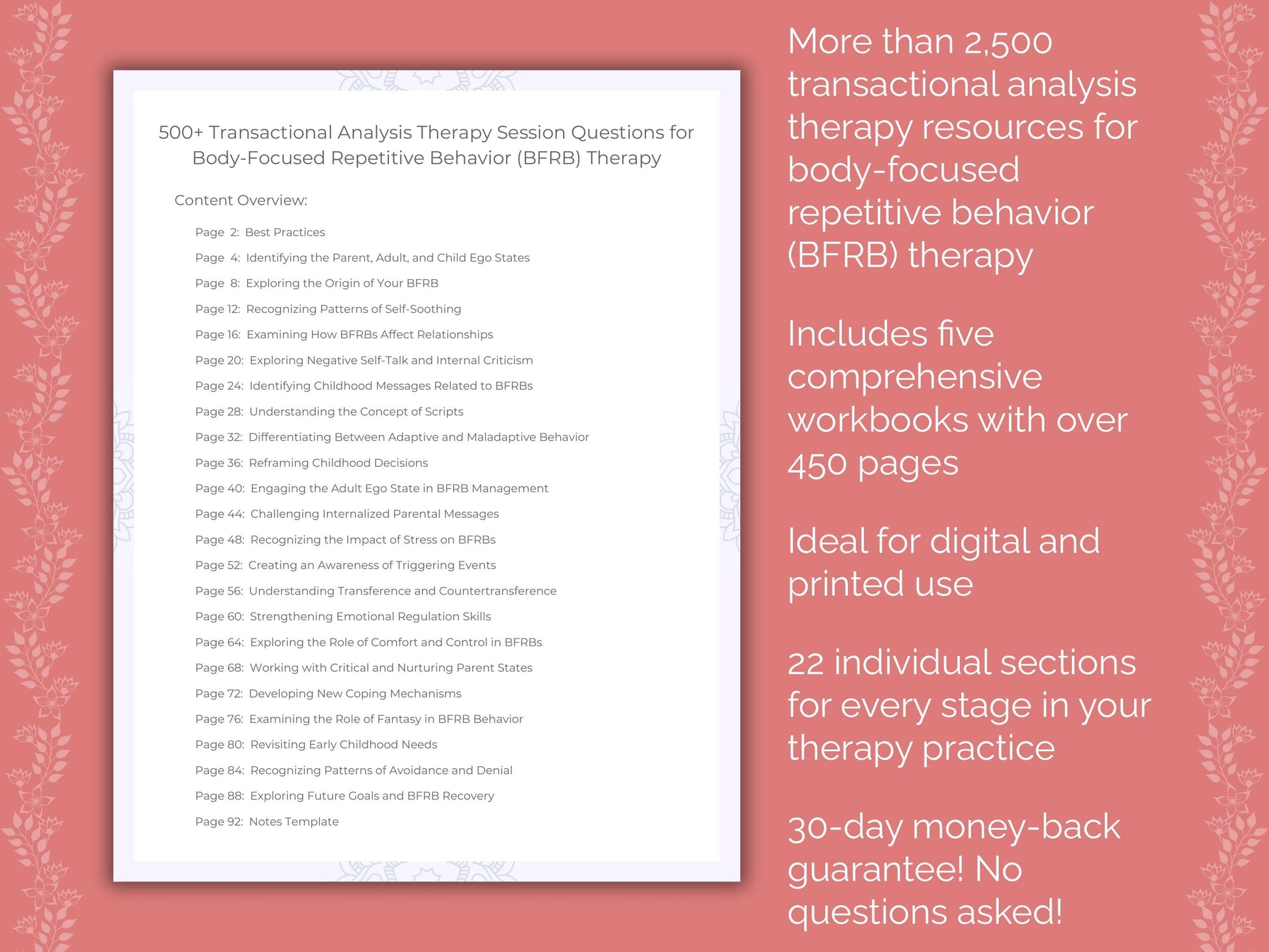 Body-Focused Repetitive Behavior (BFRB) Transactional Analysis Therapist Worksheets