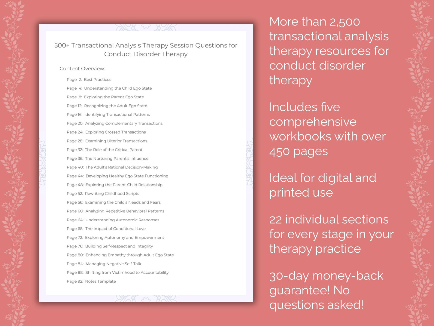 Conduct Disorder Transactional Analysis Therapist Worksheets