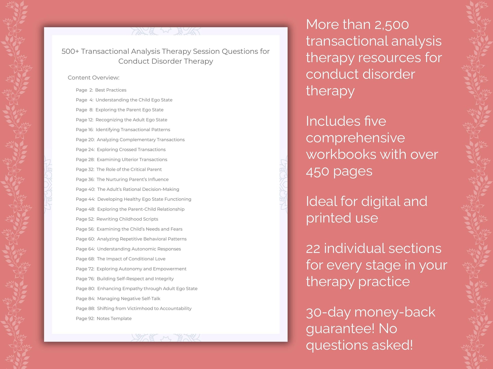 Conduct Disorder Transactional Analysis Therapist Worksheets