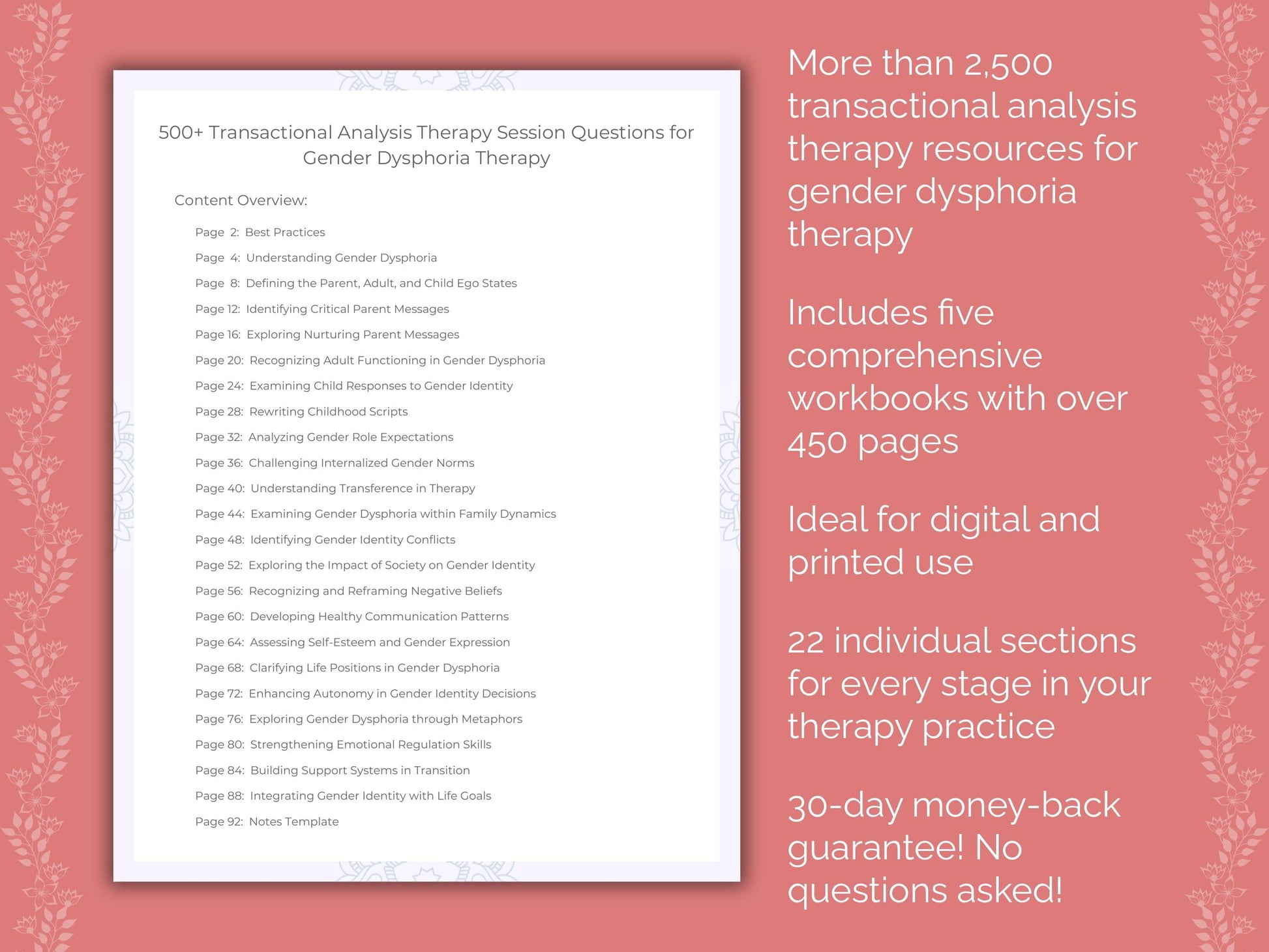 Gender Dysphoria Transactional Analysis Therapist Worksheets