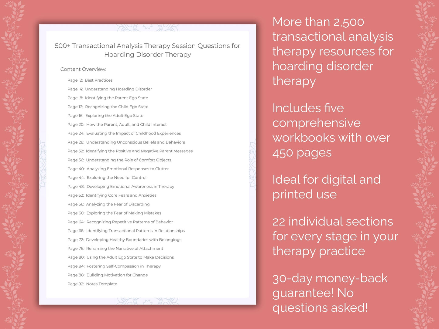 Hoarding Disorder Transactional Analysis Therapist Worksheets