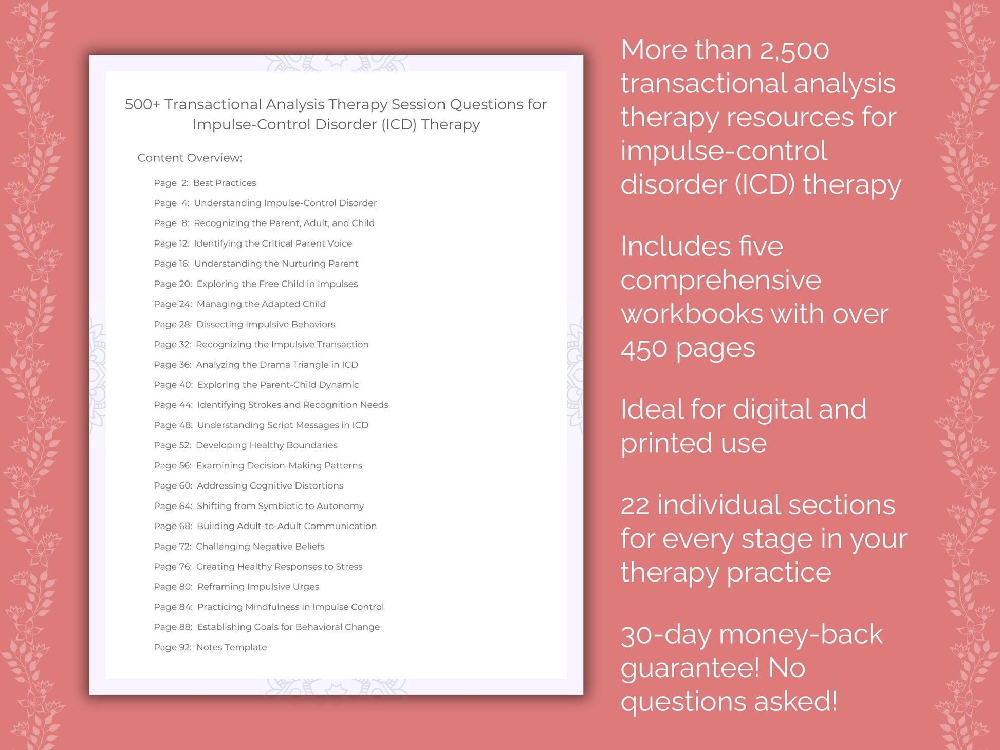 Impulse-Control Disorder (ICD) Transactional Analysis Therapist Worksheets