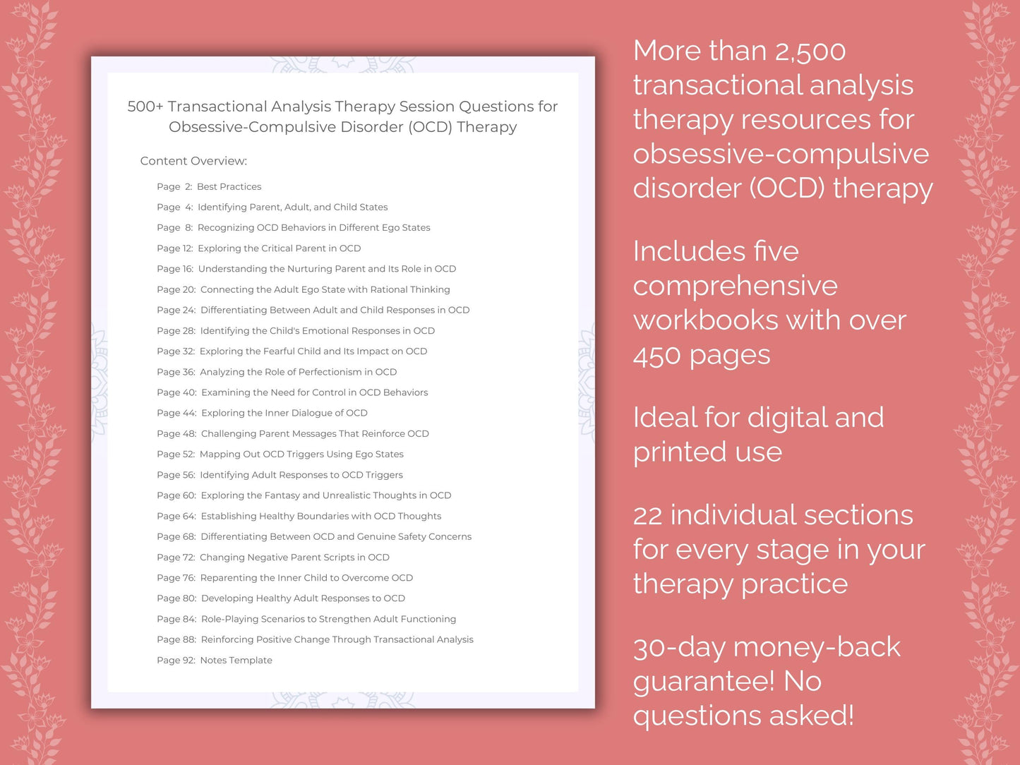 Obsessive-Compulsive Disorder (OCD) Transactional Analysis Therapist Worksheets