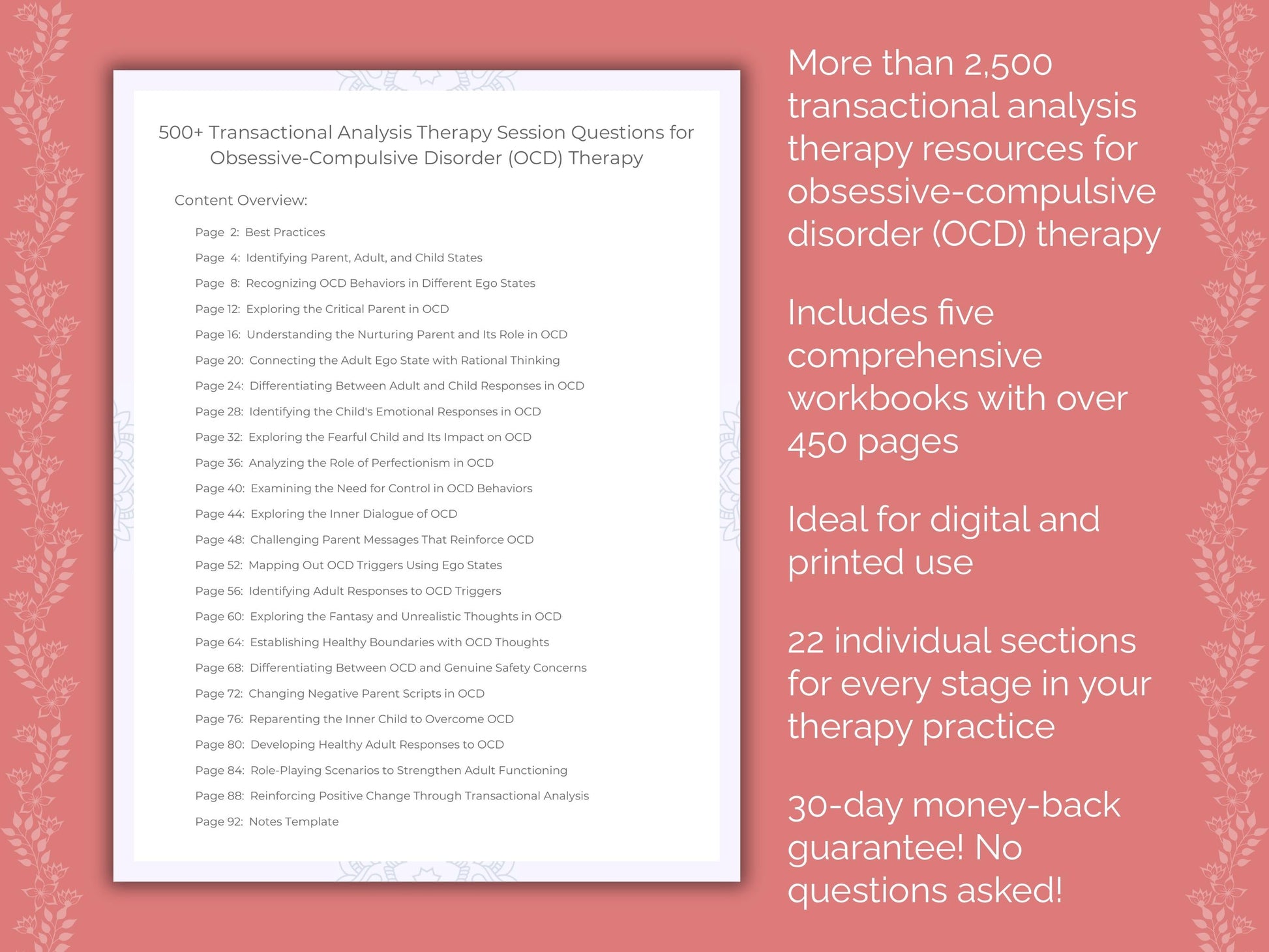 Obsessive-Compulsive Disorder (OCD) Transactional Analysis Therapist Worksheets