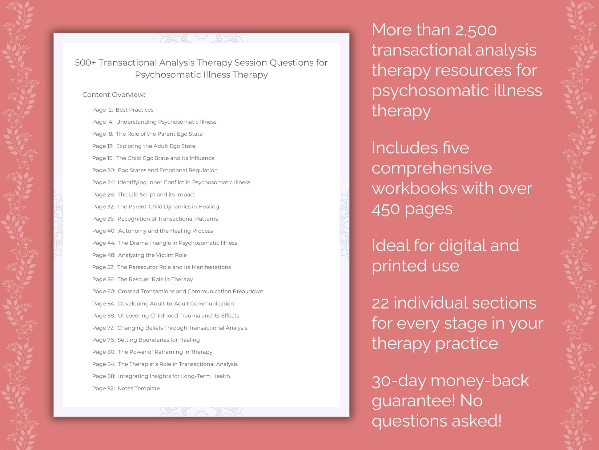 Psychosomatic Illness Transactional Analysis Therapist Worksheets