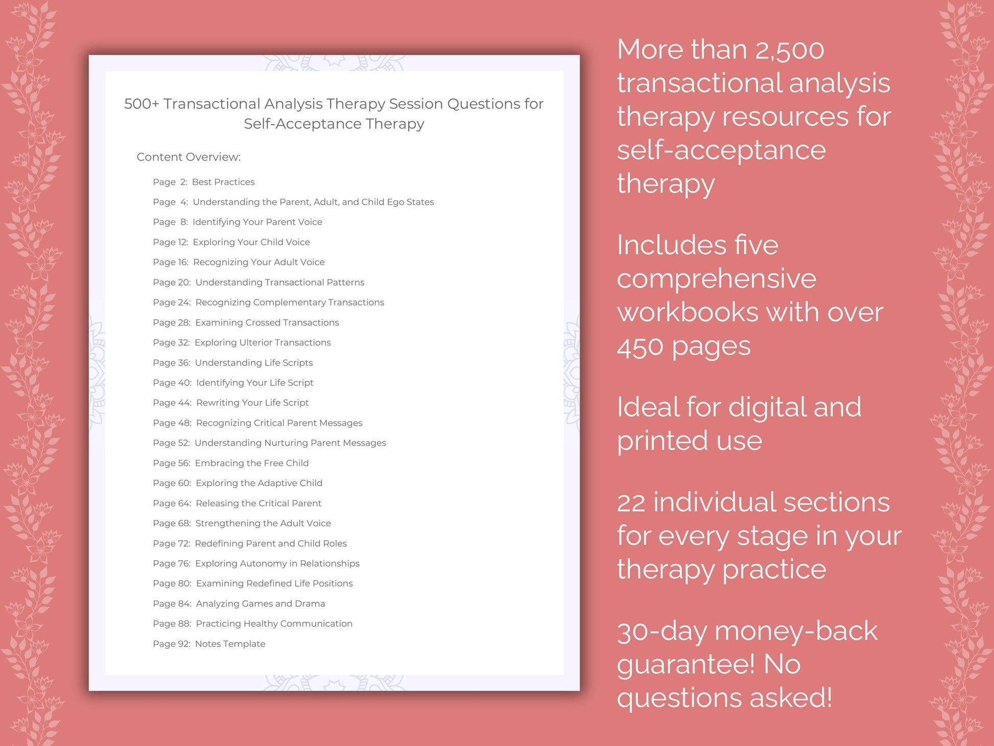 Self-Acceptance Transactional Analysis Therapist Worksheets