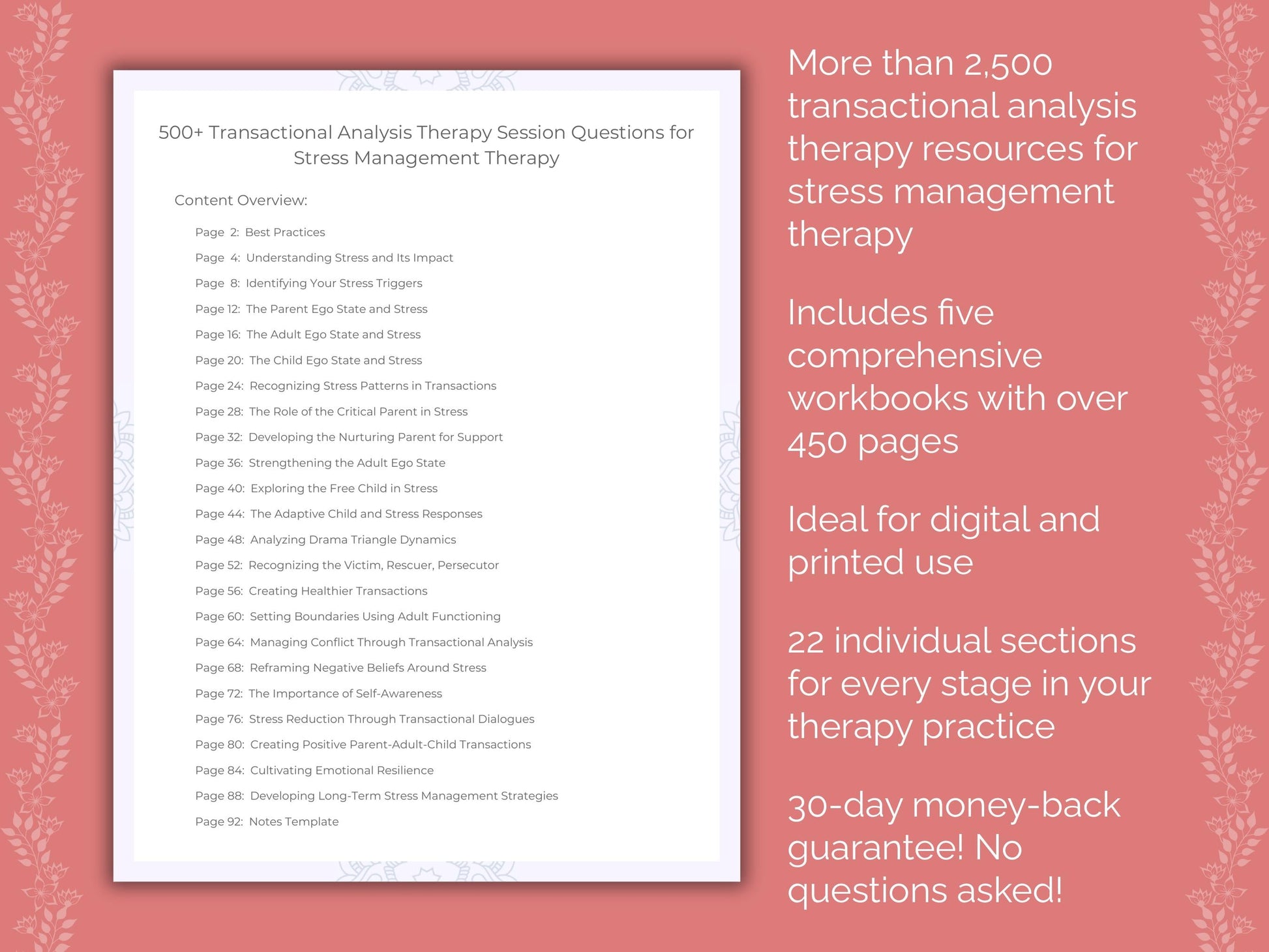 Stress Management Transactional Analysis Therapist Worksheets