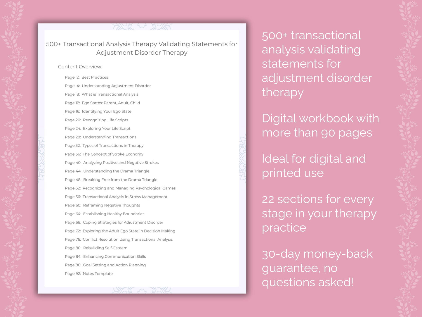 Adjustment Disorder Transactional Analysis Therapist Worksheets