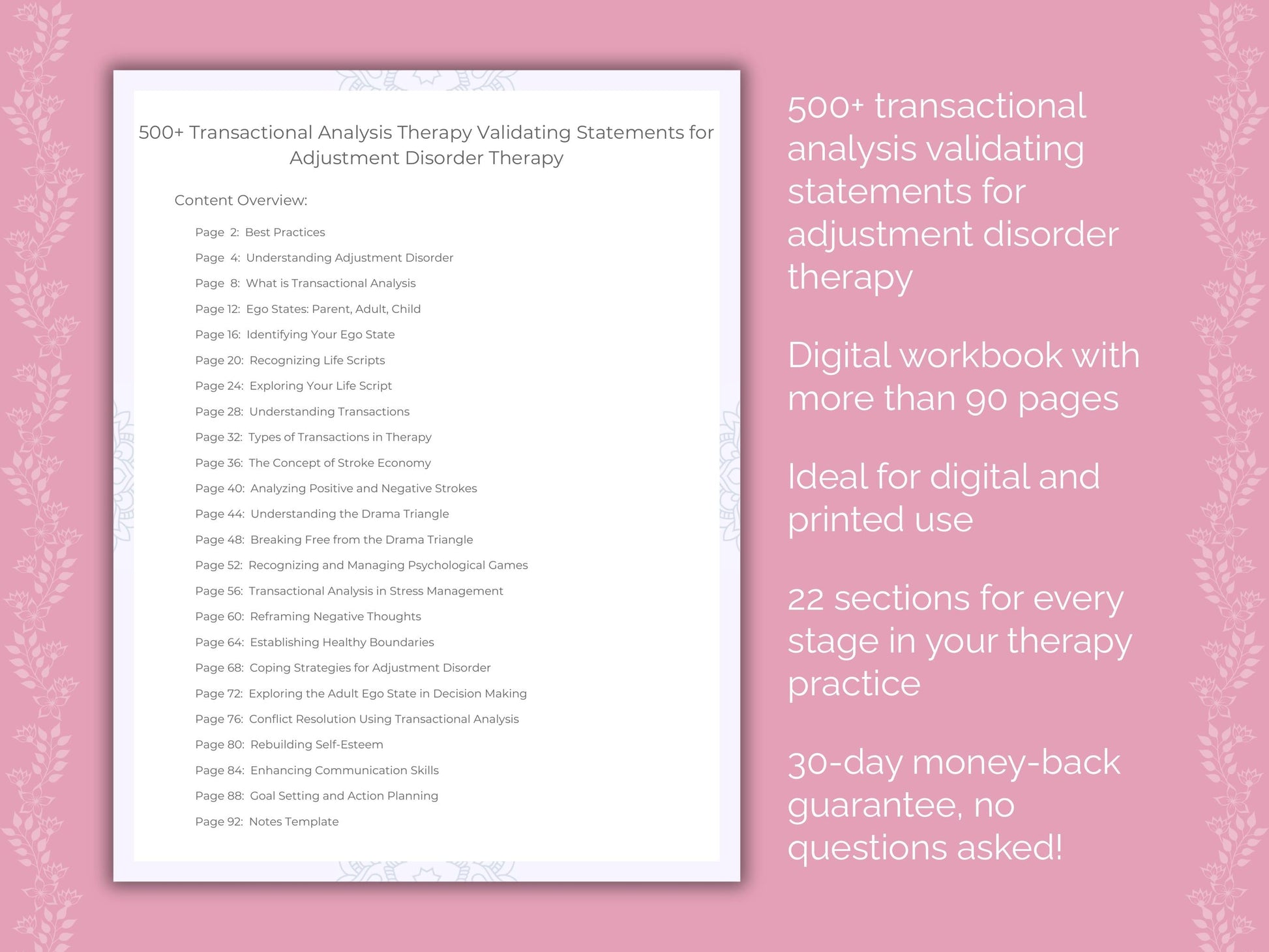 Adjustment Disorder Transactional Analysis Therapist Worksheets
