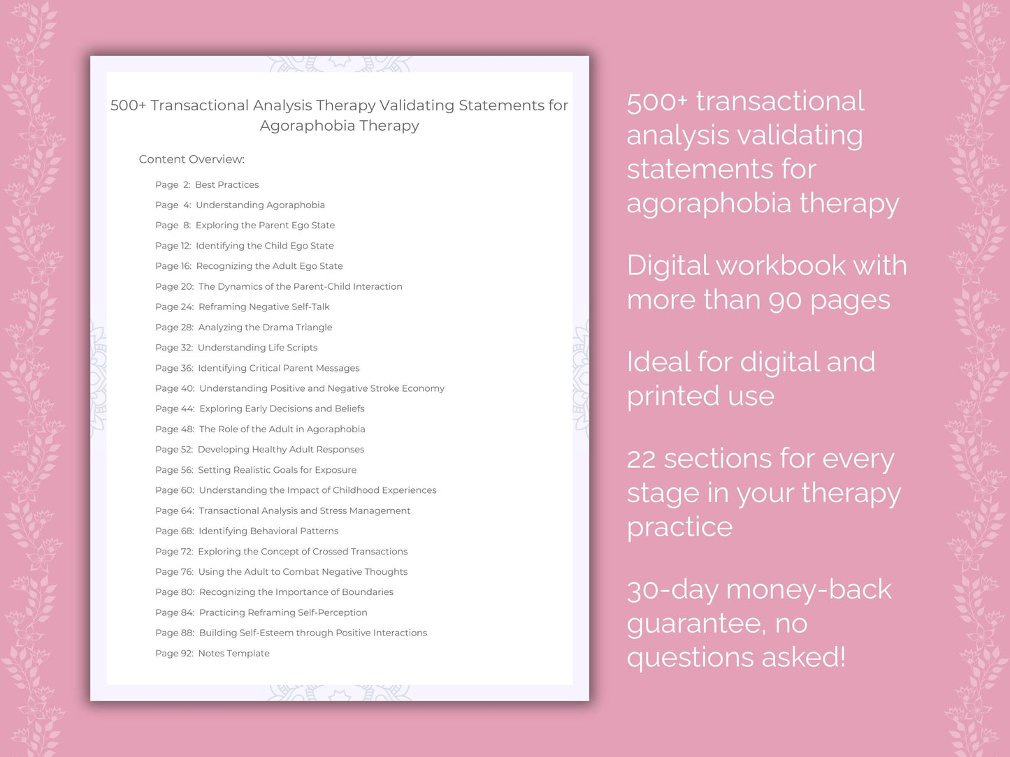 Agoraphobia Transactional Analysis Therapist Worksheets