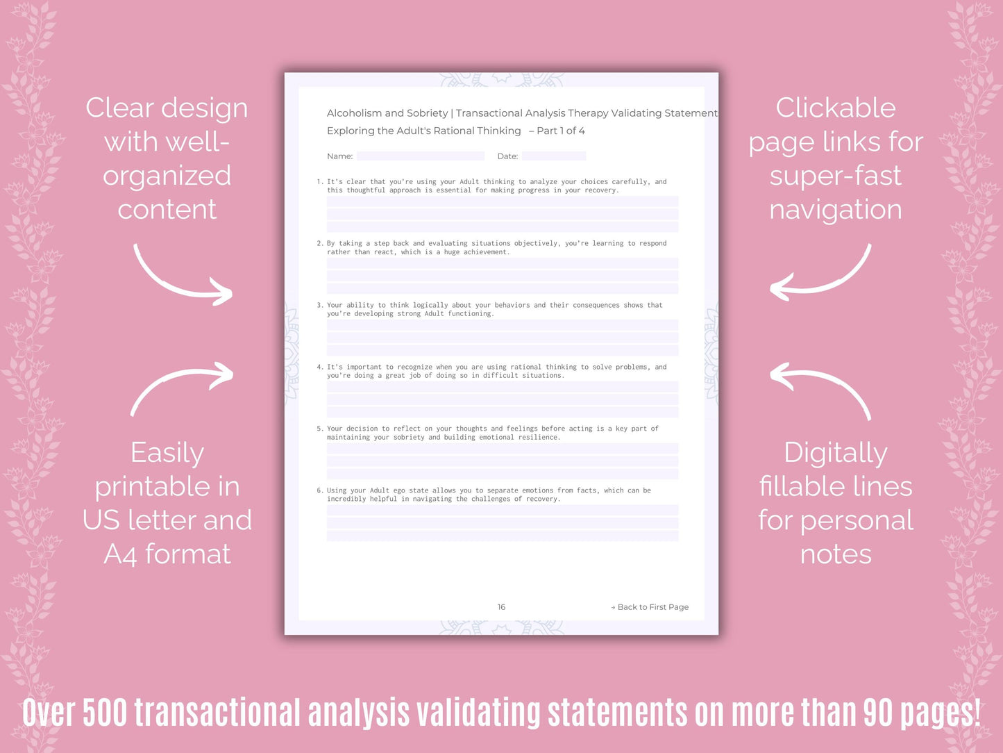 Alcoholism and Sobriety Transactional Analysis Counseling Templates