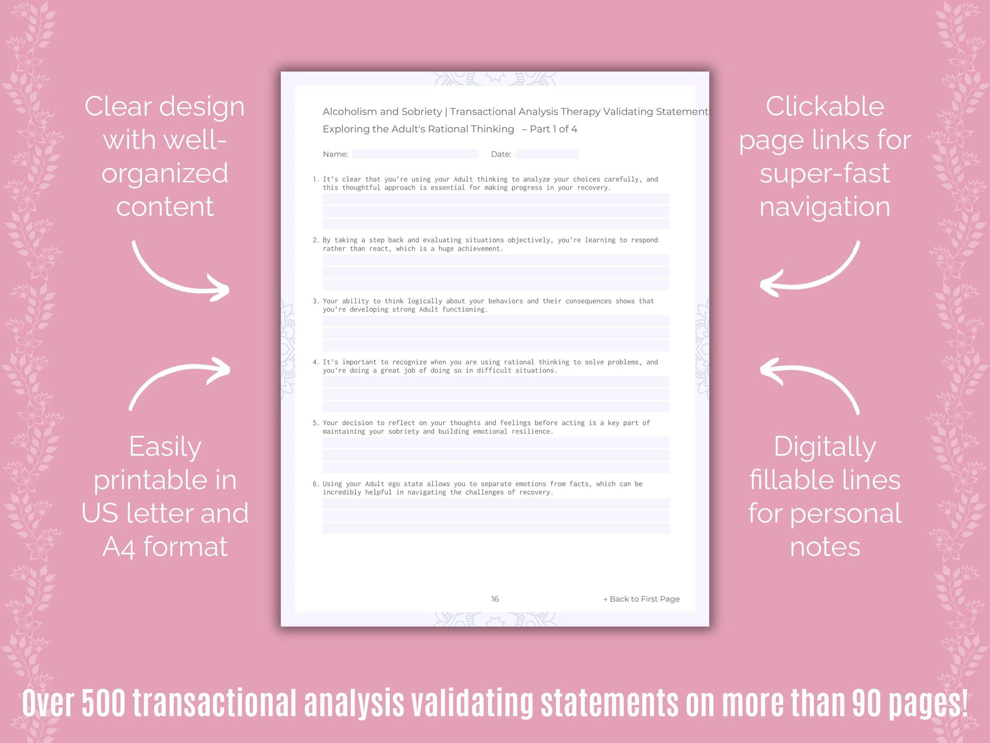 Alcoholism and Sobriety Transactional Analysis Counseling Templates