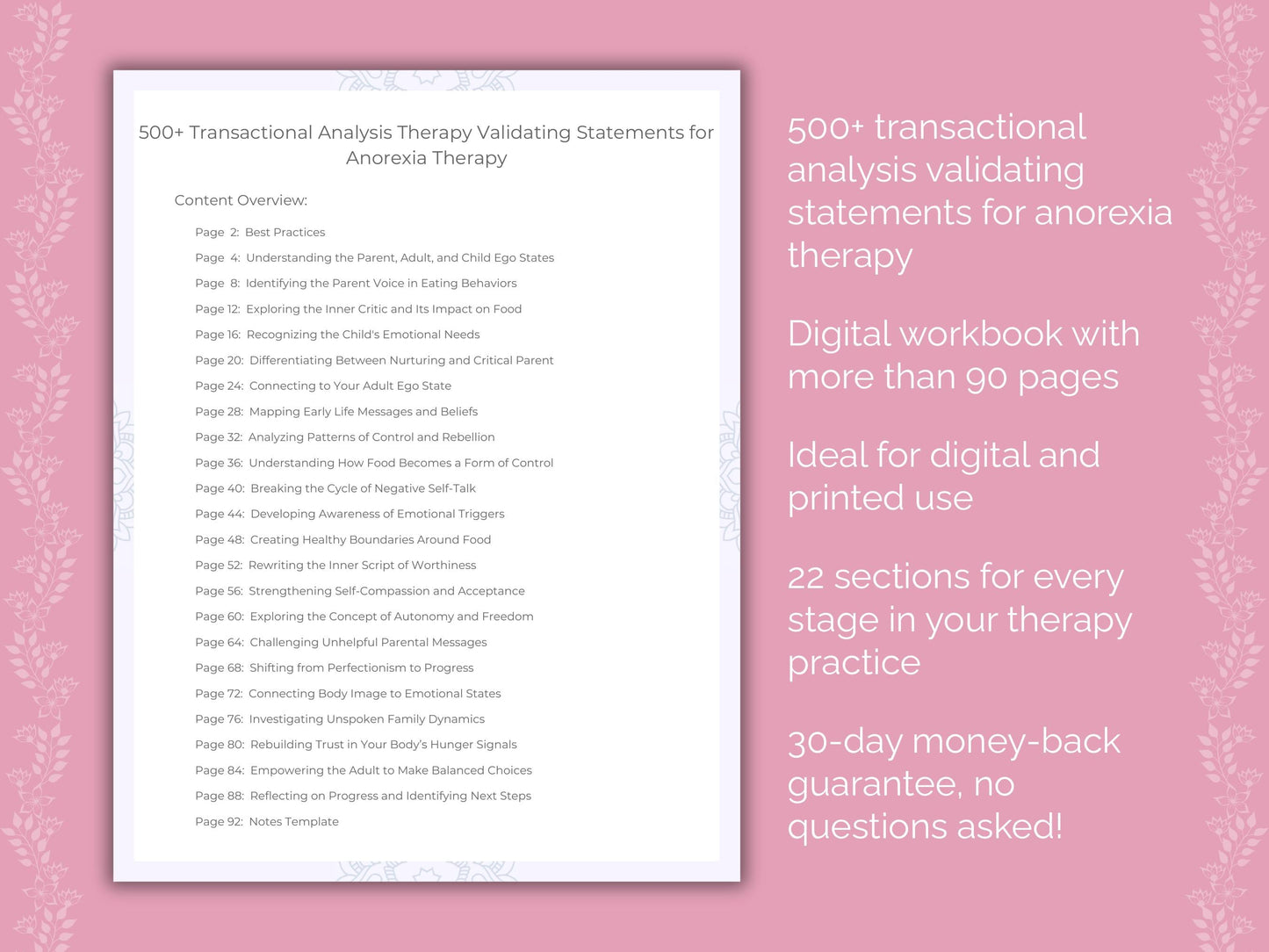 Anorexia Transactional Analysis Therapist Worksheets