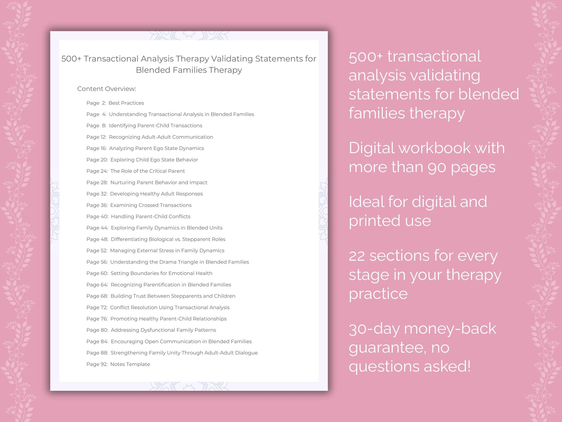 Blended Families Transactional Analysis Therapist Worksheets