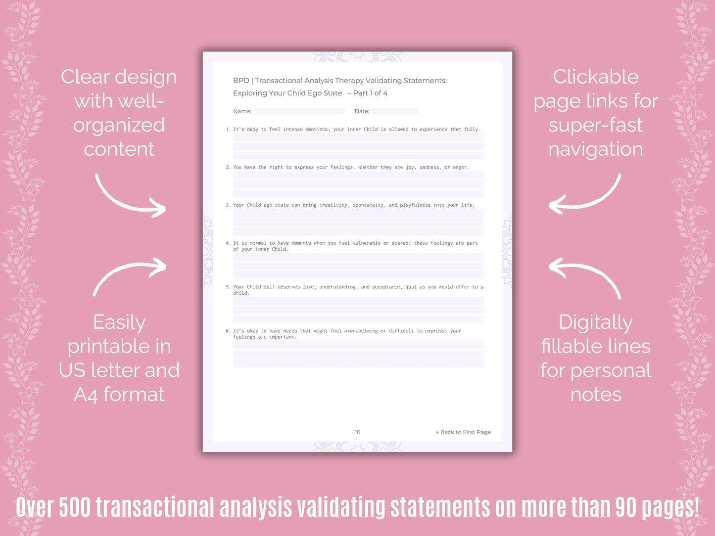 Borderline Personality Disorder (BPD) Transactional Analysis Counseling Templates