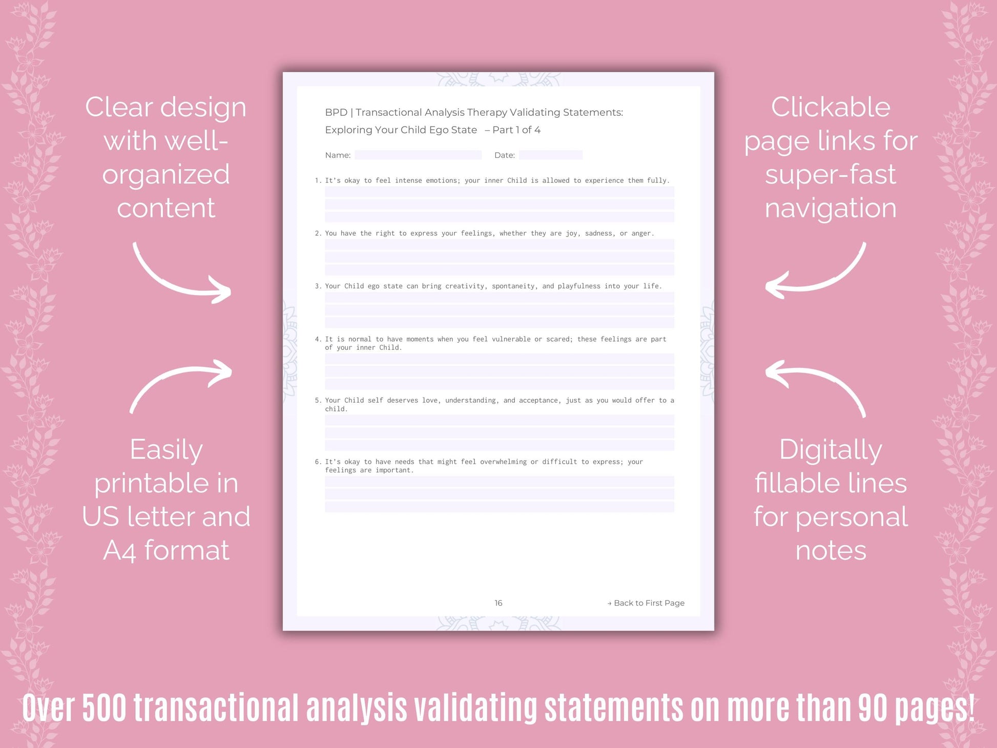 Borderline Personality Disorder (BPD) Transactional Analysis Counseling Templates