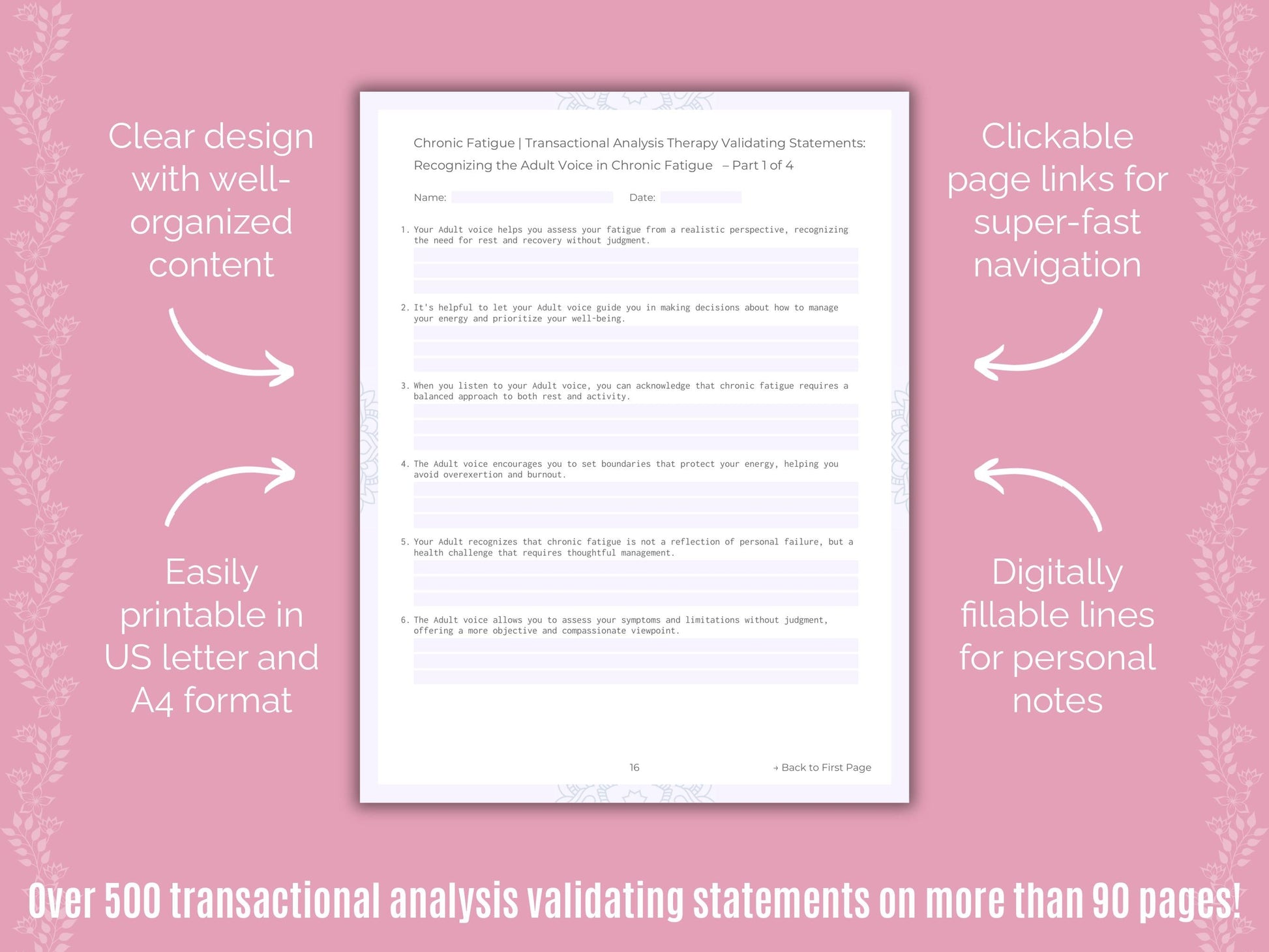 Chronic Fatigue Transactional Analysis Counseling Templates