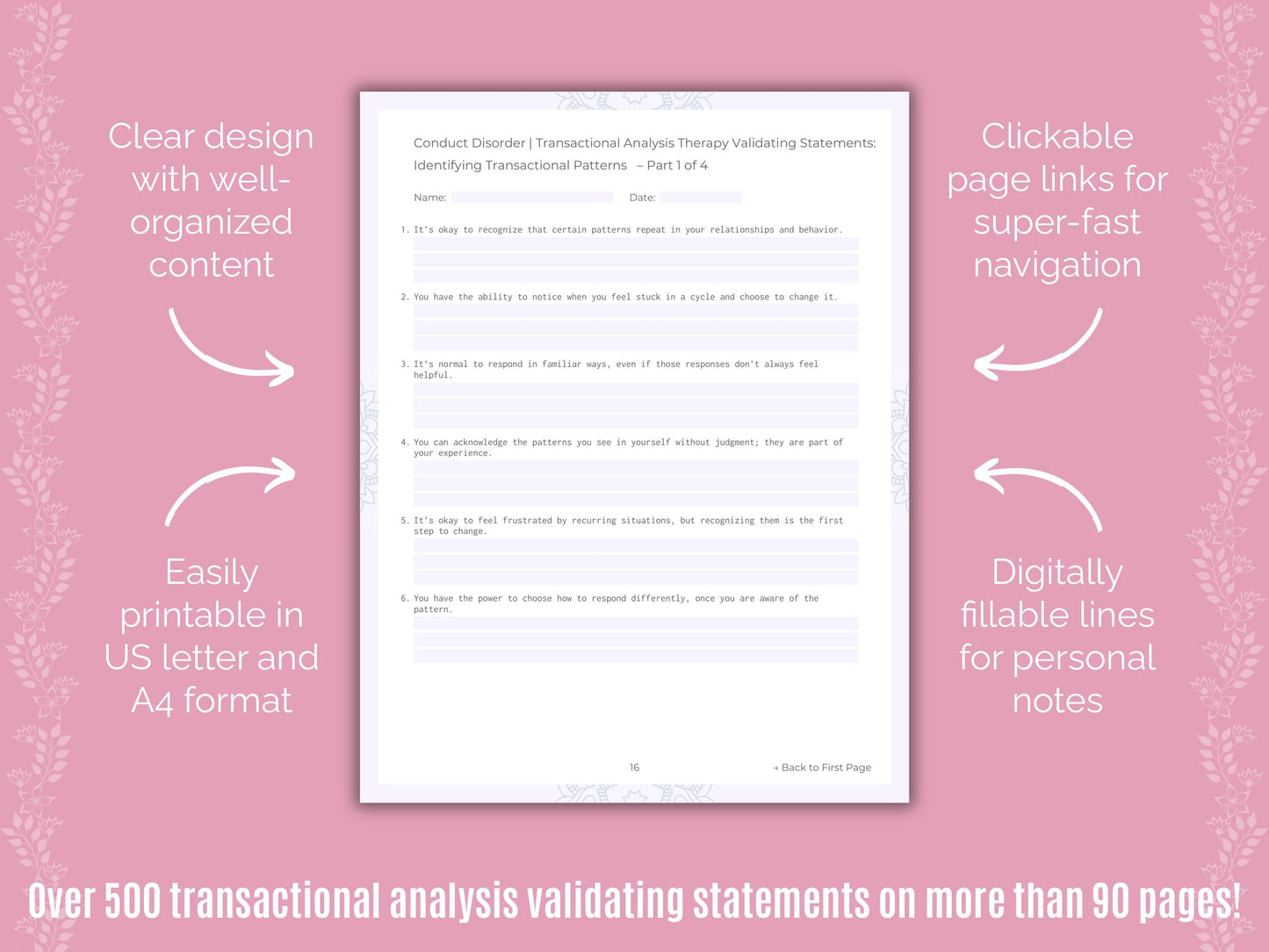 Conduct Disorder Transactional Analysis Counseling Templates