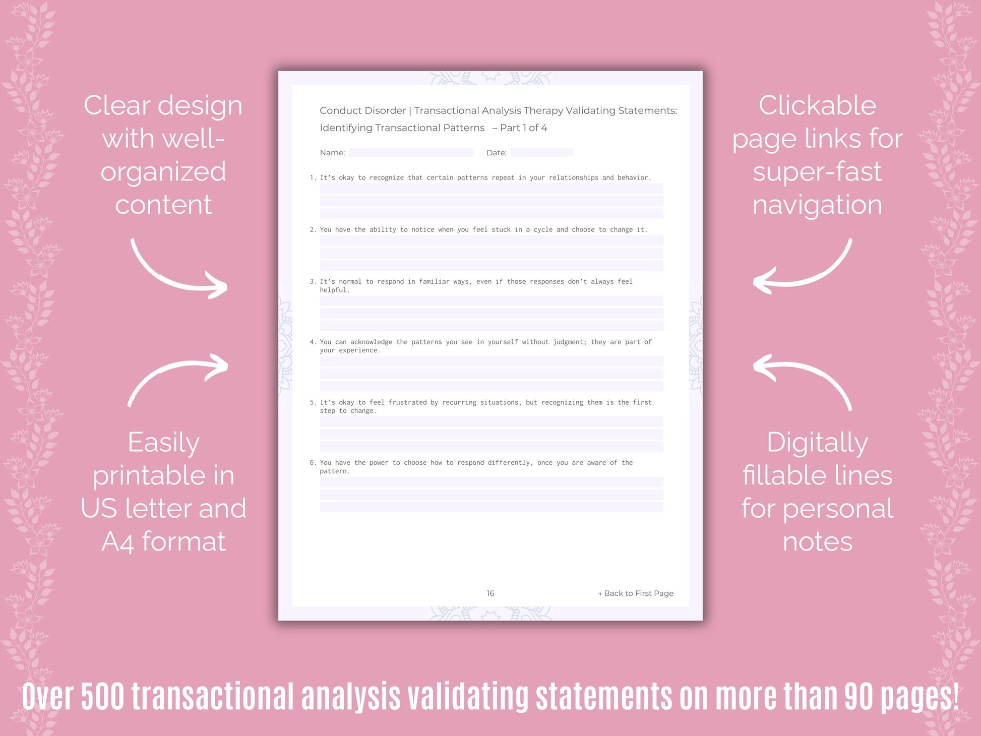 Conduct Disorder Transactional Analysis Counseling Templates