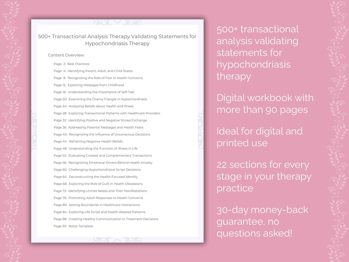 Hypochondriasis Transactional Analysis Therapist Worksheets