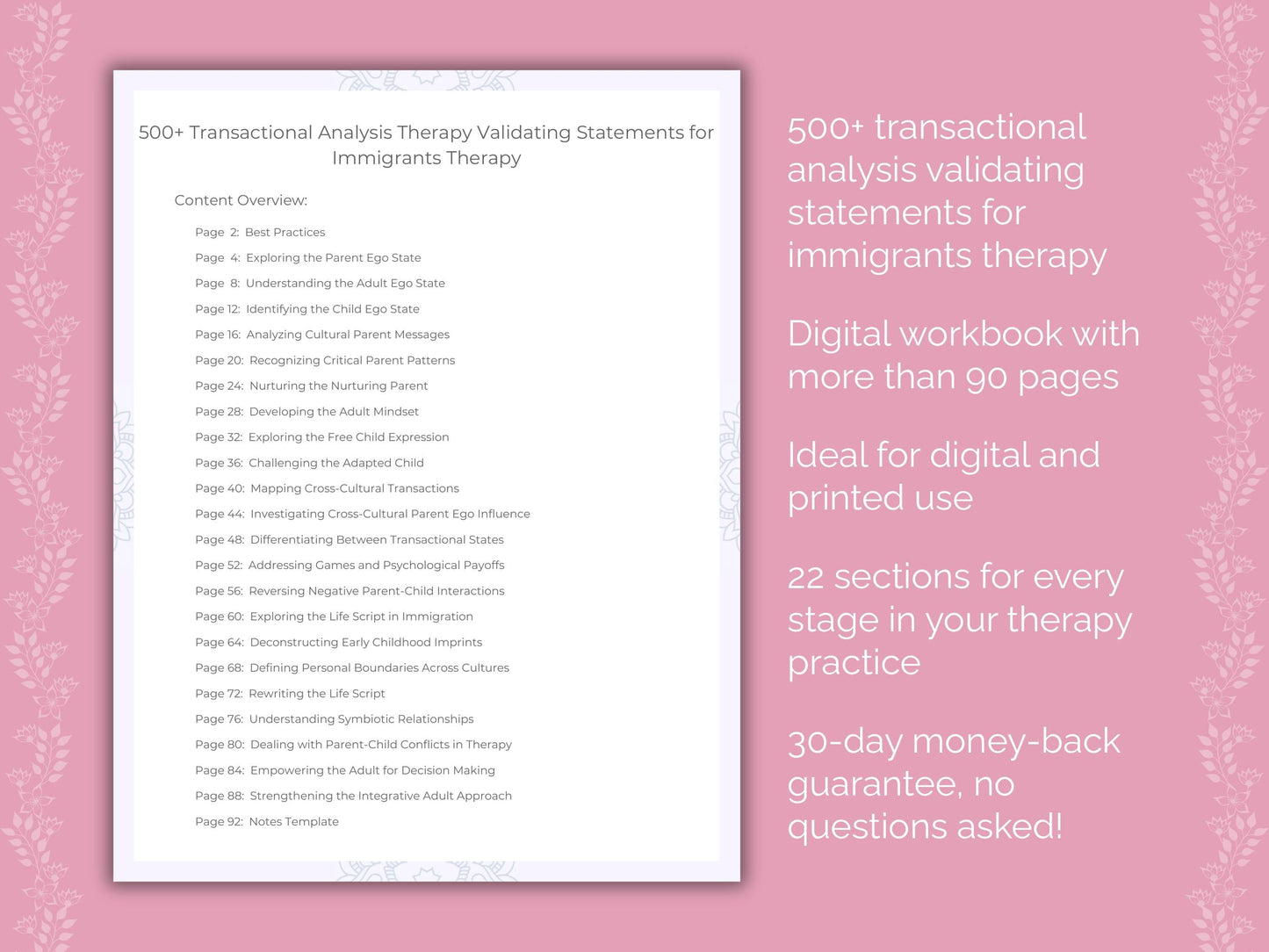 Immigrants Transactional Analysis Therapist Worksheets