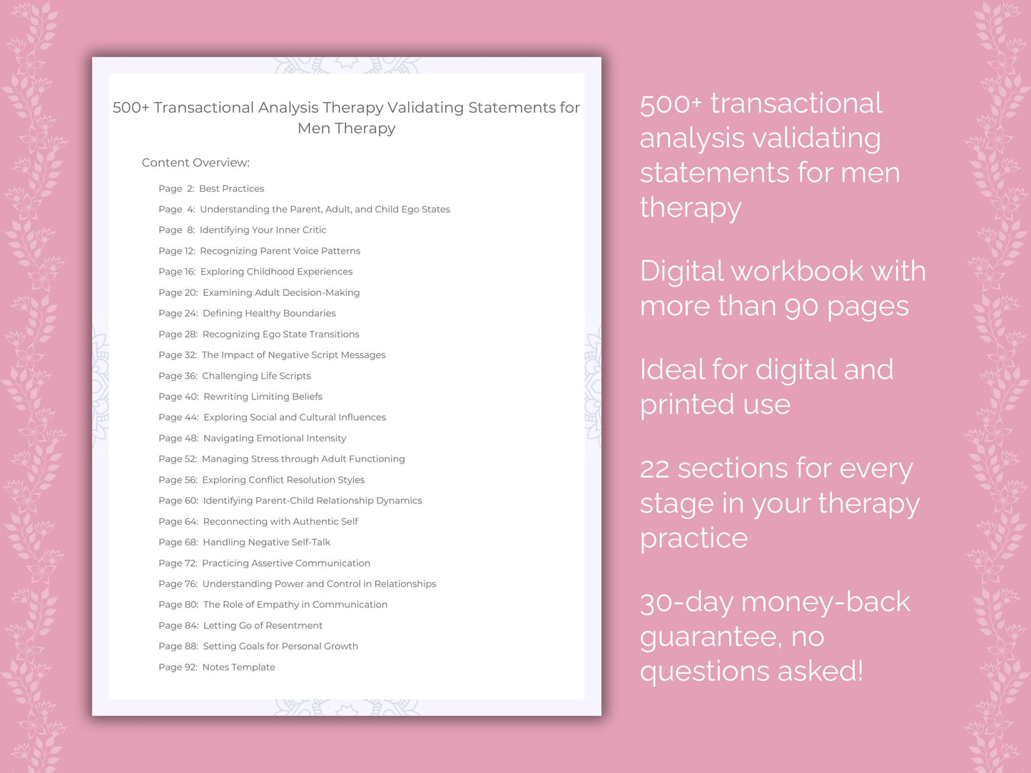 Men Transactional Analysis Therapist Worksheets