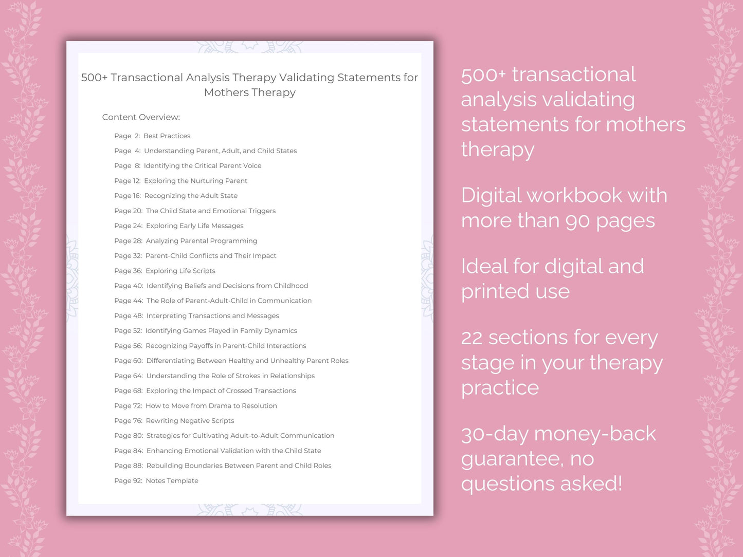 Mothers Transactional Analysis Therapist Worksheets