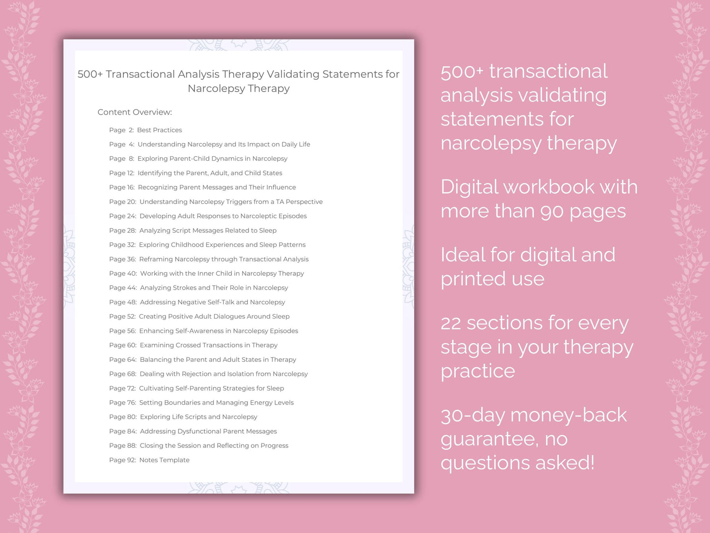 Narcolepsy Transactional Analysis Therapist Worksheets