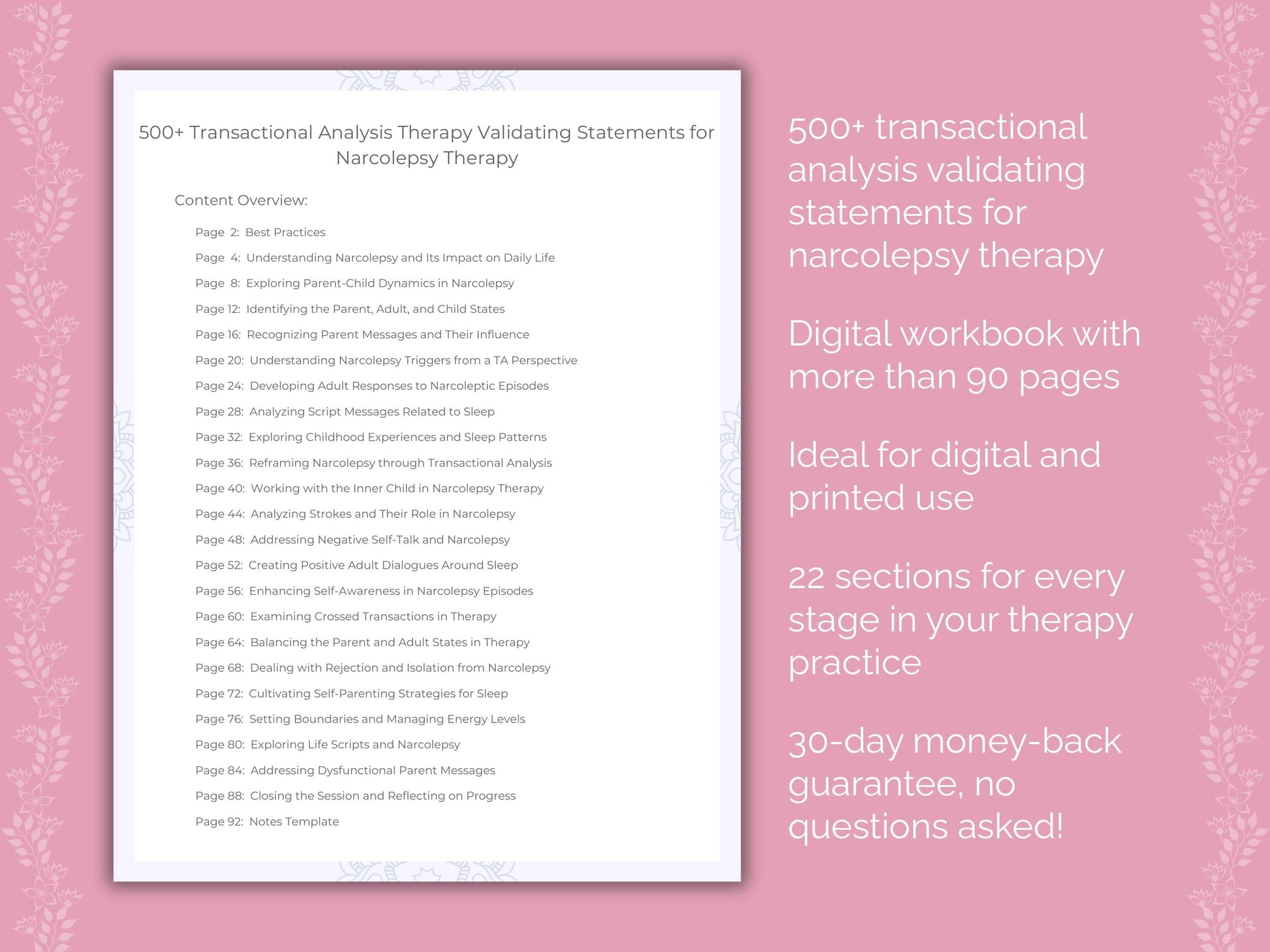 Narcolepsy Transactional Analysis Therapist Worksheets