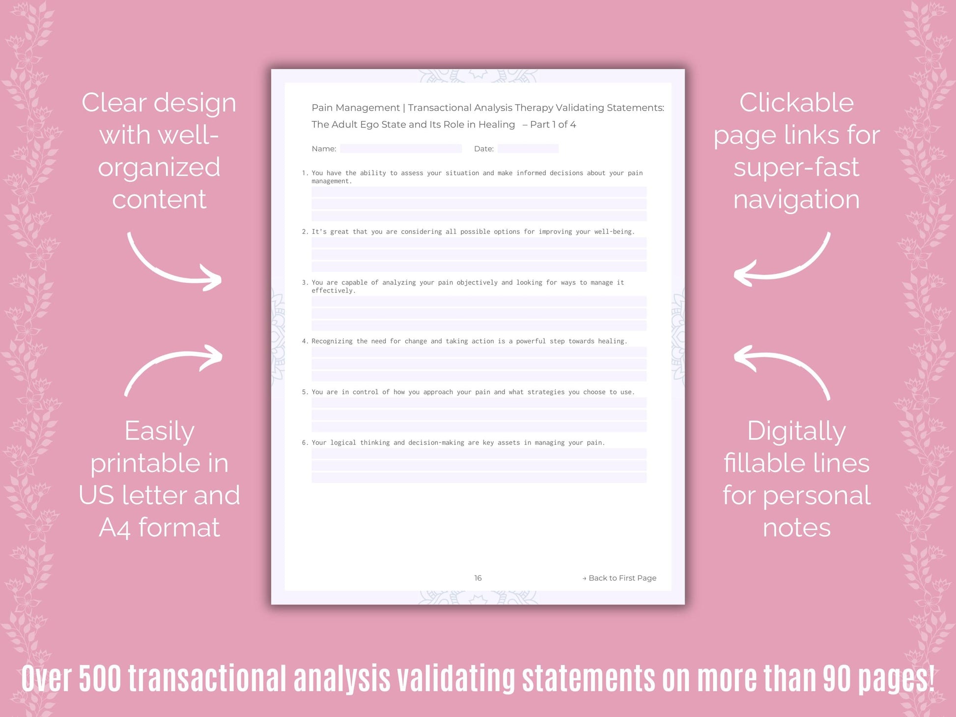 Pain Management Transactional Analysis Counseling Templates