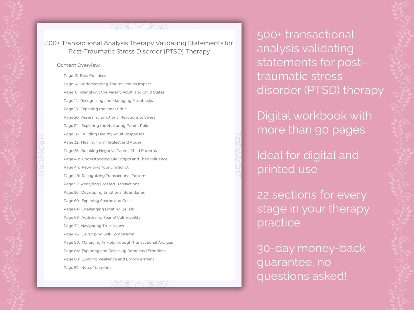 Post-Traumatic Stress Disorder (PTSD) Transactional Analysis Therapist Worksheets