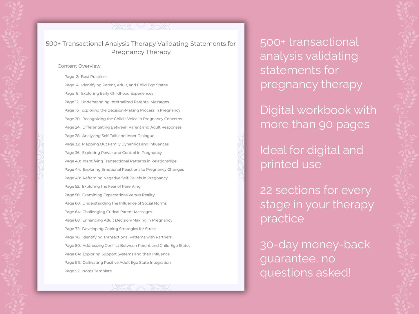 Pregnancy Transactional Analysis Therapist Worksheets