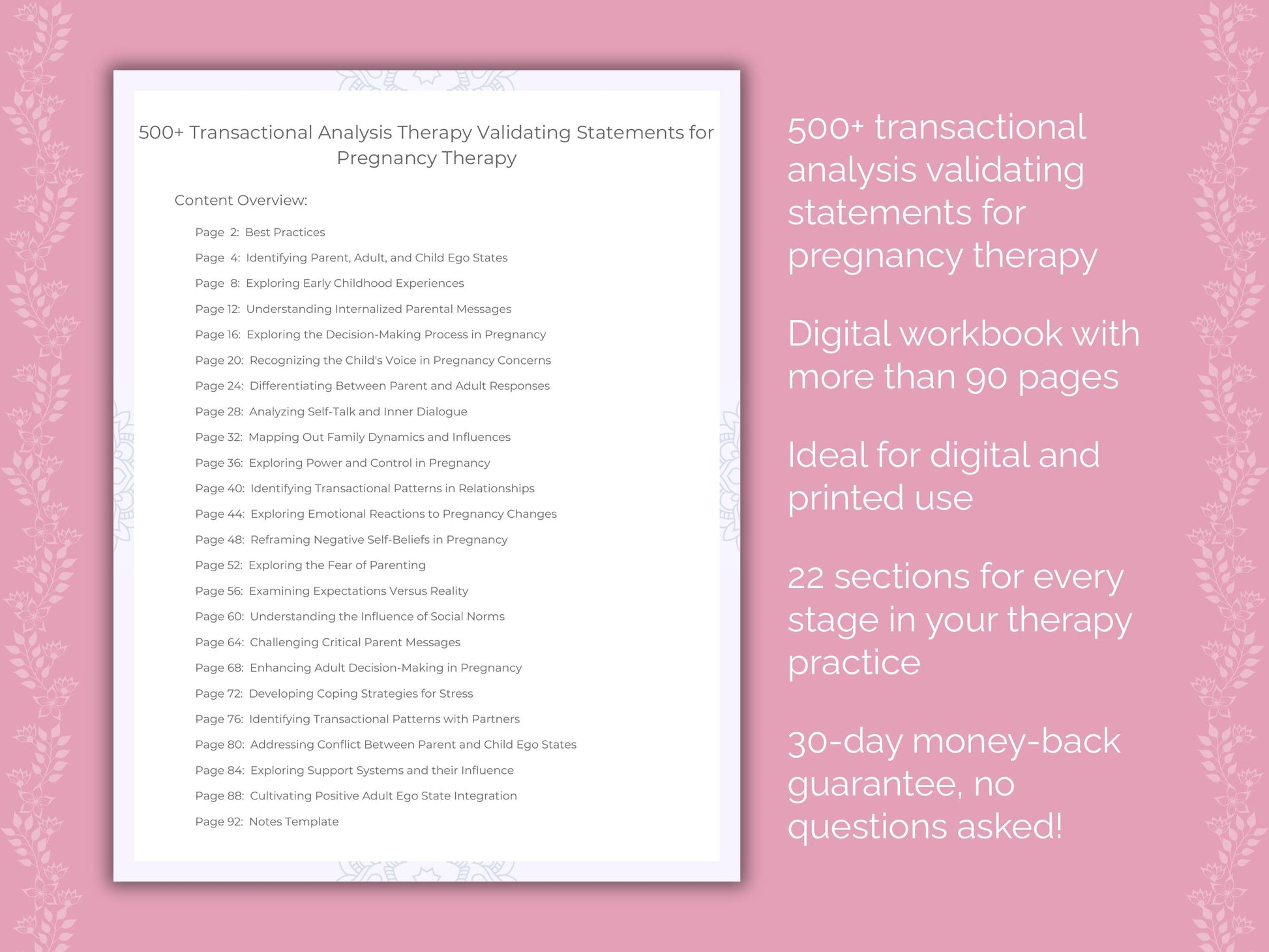 Pregnancy Transactional Analysis Therapist Worksheets