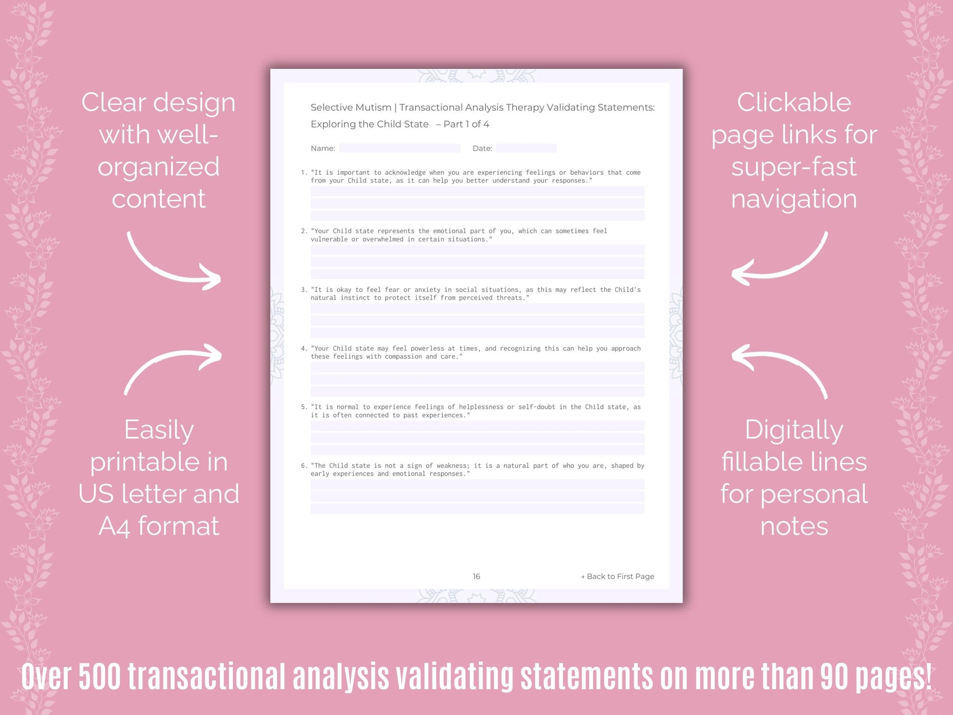 Selective Mutism Transactional Analysis Counseling Templates