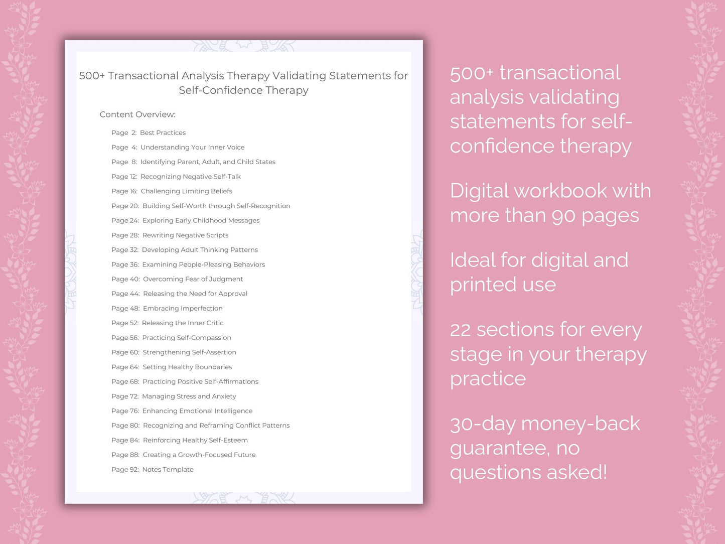 Self-Confidence Transactional Analysis Therapist Worksheets